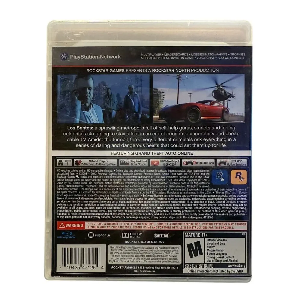 Grand Theft Auto V (GTA V) PS3 - Mint Condition 2013 Release
